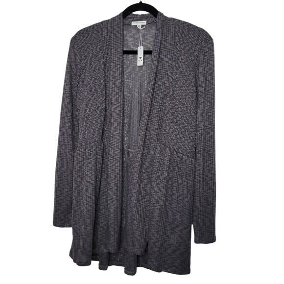 Eyeshadow Heathered Gray Open Front Peplum Tunic Cardigan Women Sz S - Picture 1 of 6